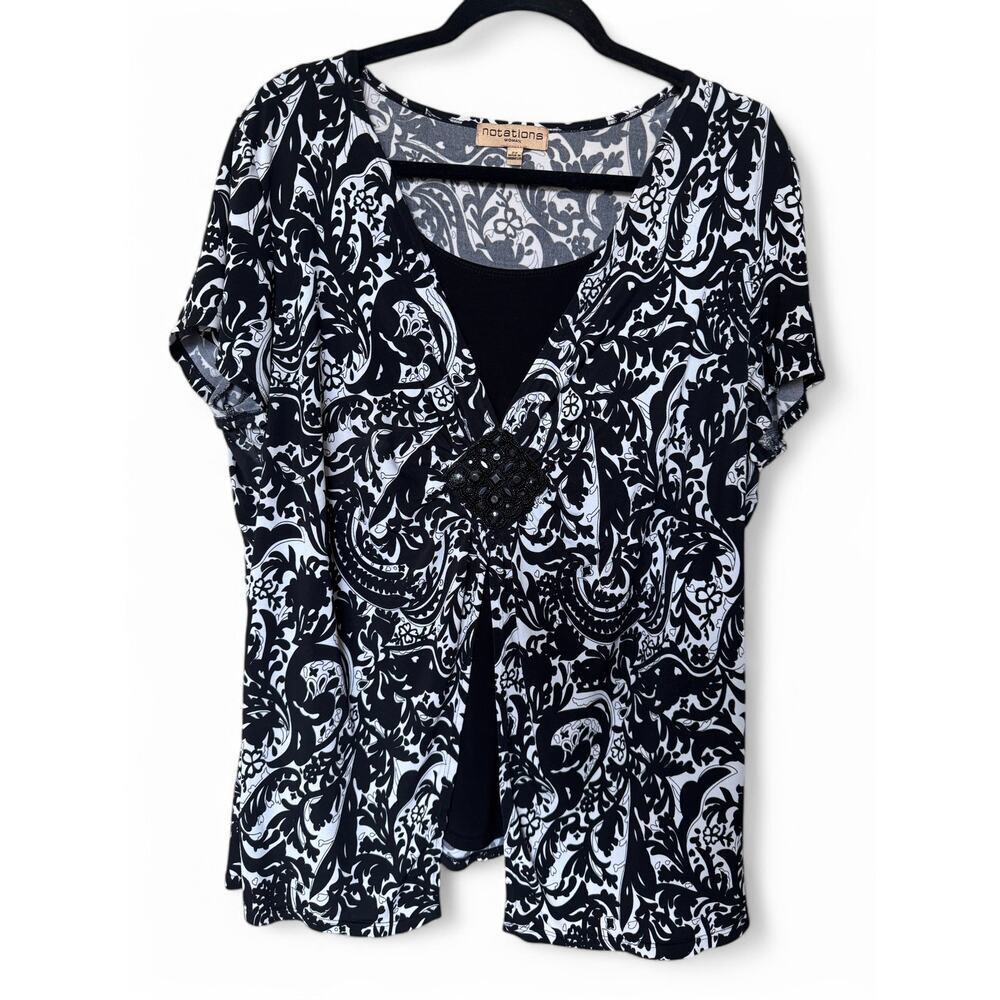 Ornate Floral Print Blouse – Size 2X